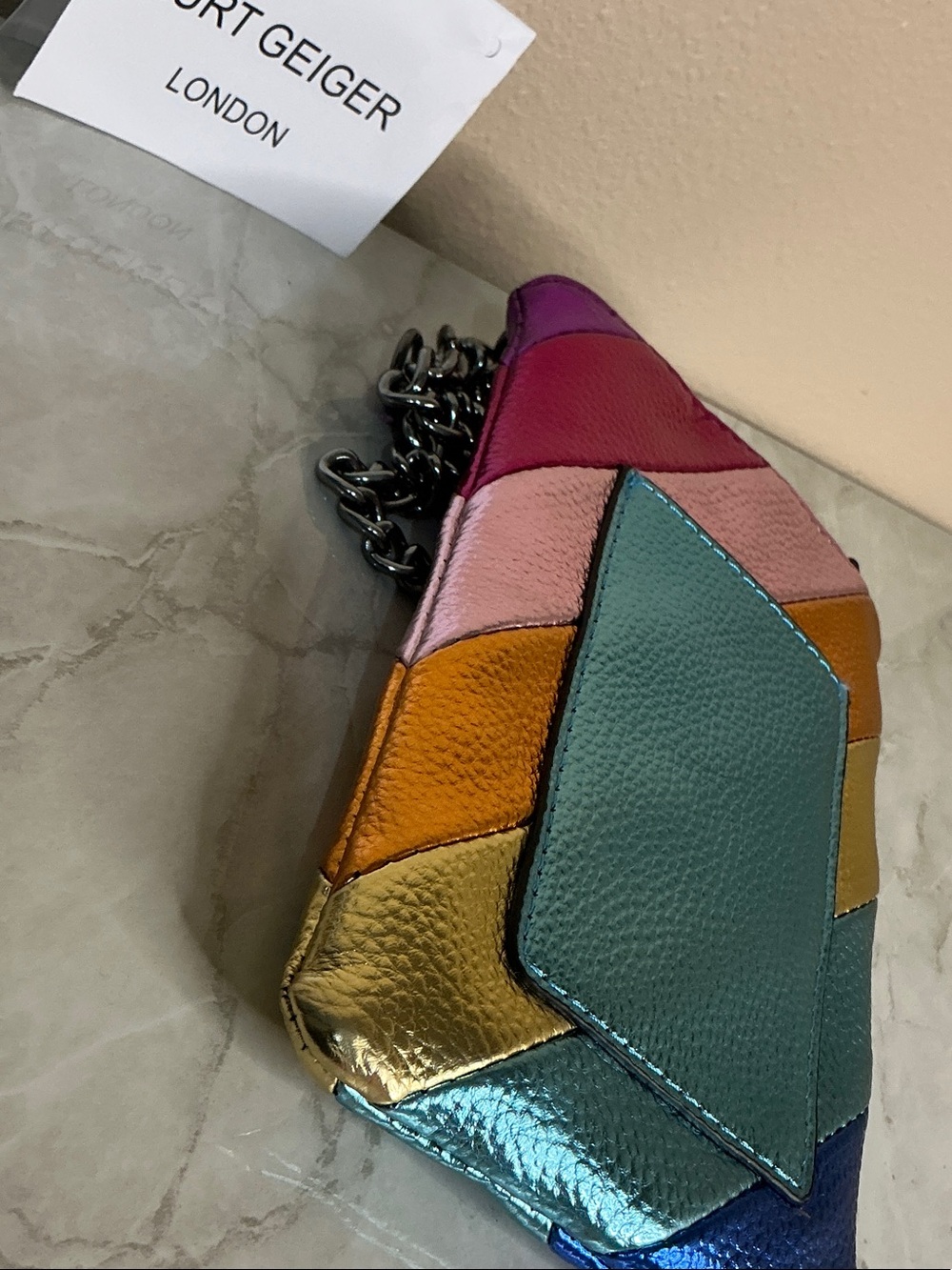 Kurt Geiger London Kensington metallic rainbow leather phone crossbody bag (EUC) - Picture 5 of 9